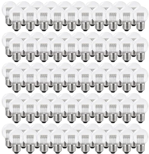 NCC-Licht 100x LED Lampe P45 Tropfen E27 1W V8 Extra Warmweiß 2200K | LED Leuchtmittel aus stoßfestem Kunststoff, für Innen- und Außenbereich geeignet, ideal in Lichterketten