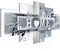 Runa Art - Tableau Home Coeur 200 x 100 cm 5 Parties XXL Decoration Murale Dessin Bleu Gris 504551c