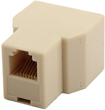 sourcing map Home RJ12 6P6C 1 Female to 2 Female Port Telephone Wire Cable Connector Splitter Beige