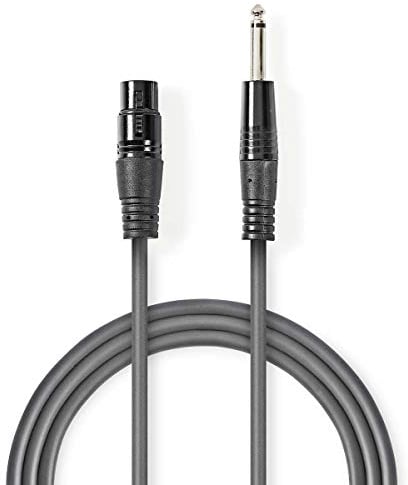 Nedis COTG15120GY100 Unsymmetrisches XLR-Audiokabel | XLR-3-Pol-Buchse – 6,35-mm-Stecker | 10 m | Grau