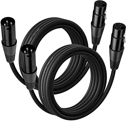NUOSIYA Cable XLR de 6m 2 Pack - Micrófono Balanceado de 3 Pines Macho a Hembra para Mezclador, Altavoz, Amplificador