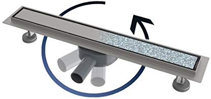 AICA Duschrinne 80cm, Edelstahl Duschablauf, 360°Siphon mit Geruchsstop und Haarsieb, Ablaufrinne für Badezimmer, Bodenablauf Flach, Komplettset mit Bodenbefestigung