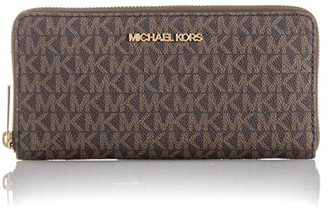 Michael Kors Damen MK Logo Print Jet Set Travel Zip Around b枚rse Continental Large, Braun - braun - Gr枚脽e: One Size