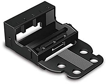 WAGO Befestigungsadapter 221-525/000-004 | für 5 Leiter-Klemmen, 4 mm², 10 Stück, mit Rastfuß, geeignet für stehende Montierung von Verbindungsklemmen, schwarz