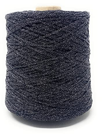 Rocca 500 grammi 850 metri per Lavoro a Maglia e uncinetto Ferri 5-6 Misto Cotone Viscosa Lurex made in italy alta qualità (Carbone)