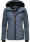 MARIKOO leicht gefütterte Damen Übergangsjacke kurz Outdoor-Jacke mit Jersey-Innenfutter und großer Kapuze Brombeere Dusty Blue Gr. XXL