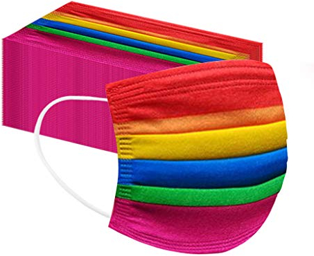50 Stück Zurück zur Schule im Freien Maske Niedlichen Kinder Einschulung Regenbogenstreifen 3-lagig Atmungsaktiv Tücher Mund Nasenschutz Bedeckung Schals für Niedlich Druck Jungen und Mädchen