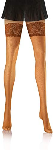 Sesto Senso Medias Rejilla Autoadhesivas Encaje Lencería Sexy Mujer 1/2 XS/S Glace Beige Marron