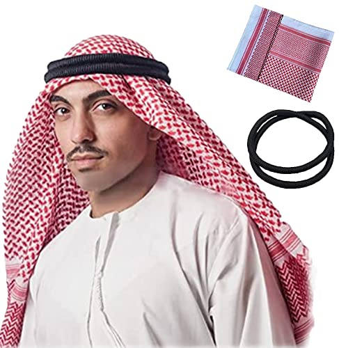 DZOZO Herren Arabischer Shemagh Kopftuch - Kaffiyeh Kopf Wrap Muslim Hijab Nahen Osten Keffiyeh Arabien Schals Stirnband Desert