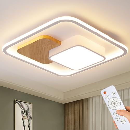 Style home Deckenleuchte Deckenlampe LED 93W, voll dimmbar mit Fernbedienung, 3000K-6000K, moderne Leuchte für Wohnzimmer, Schlafzimmer, Esszimmer, Küche, Büro (52 * 52 * 8.5cm)