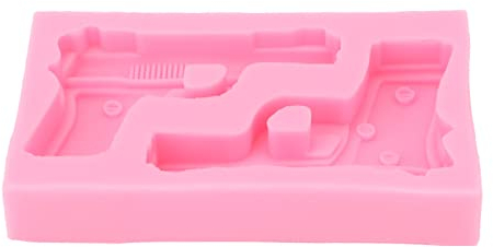 Fondant Silikonform Pistolenformen Pistolenförmige Backformen für die Herstellung von Kuchen Pralinen Basteln 3D-Waffenform Silikonwaffenform Schokoladenkuchen Dekorationsform,(Rosa)