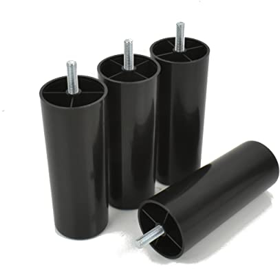 Prima-Online woplus 4X Füße aus Kunststoff Beine Möbelgleiterfuß Möbelfüße Möbelbeine Schrank Beine schwarz Plastik Höhe 130 mm mit Gewindestift M8x25mm (130mm [4 Stück])
