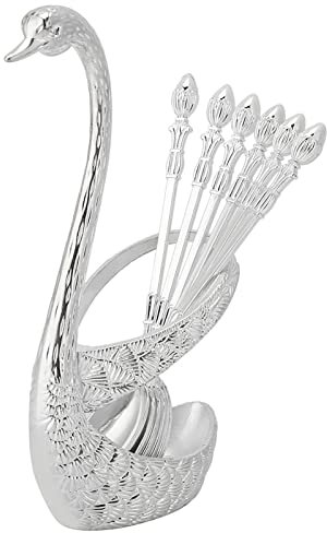 Hztyyier CaffèFrutta, Ristorante(d'Argento), Cucchiaio da Dessert in Metallo Lucidato a Specchio con Supporto in Lega di Zinco per Torta Spoons