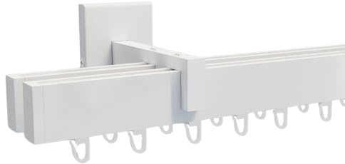 tilldekor Innenlauf Gardinenstange Square-LINE auf Maß 1-3 läufig, nach Maß | Weiß 2-lauf 370 cm, Vorhangschiene, Innenlaufschiene, Aluminium, leichtgängig, silber, schwarz, weiß