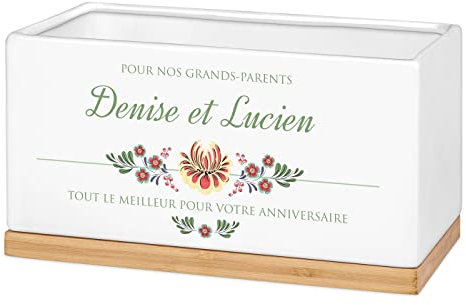 Maverton Pot de Fleur en céramique - personnalisé - Pot Plante intérieur - pour Bonsai et succulentes - pour Couples - pour Les Parents - pour Noces - Souvenir de Mariage - Grands-Parents