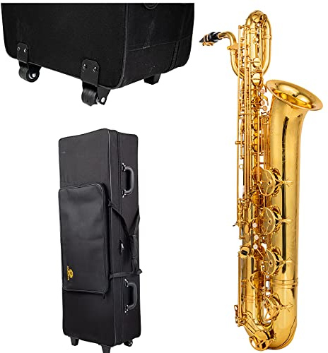 AUROSUS BSA-G6 Low A Baritonsaxophon Low A bis High F# Messing lackiert mit Hand Unikat graviert Glocke Leichte Koffer mit Rollen