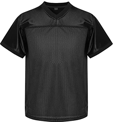 MESOSPERO Youth Football Jersey American Football Jersey Sports T-Shirt Blank Kids Football Practice Jersey(Small,Black)