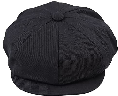 TruClothing.com Herren 8 Panel Razor Sommer Hut Cotton Blinders Newsboy Schiebermütze Shelby - schwarz L-XL
