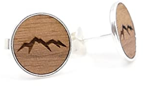 Ohrstecker Berge aus 925er Silber und Walnussholz | Holz Ohrringe | handgefertigt in Deutschland