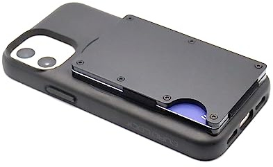 3DDesignUniverse Porte-cartes compatible avec QuadLock (Noir), Noir - Portefeuille en Aluminium, Blocage RFID, 10 Cartes de Crédit, Unisex-Adultes