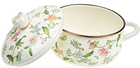 Cabilock Kochtopf Keramik Kochtopf Mit Deckel Antihaftbeschichtete Keramikpfanne Blumen-Emaille-Kochtopf Induktions-Suppentopf Saucentopf Schmortopf Für Zuhause Emaille-Topf