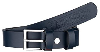 Ladeheid Kinder Gürtel Ledergürtel Mode Accessoire für Kinder Jungen Gürtel mit Schnalle 2,5 cm Breit K1D5 (Navyblau-1/Logo-2, 60 cm (Gesamtlänge 79 cm))
