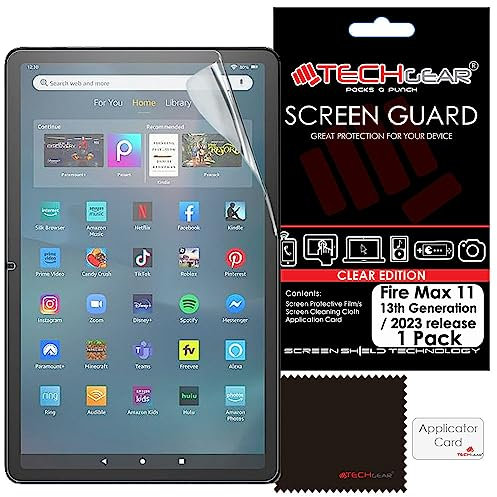 TECHGEAR Fire Max 11 Screen Protectors, Ultra CLEAR Screen Protector Guard Cover Designed for All New Amazon Fire Max 11 Tablets (2023 / 13th Generation)