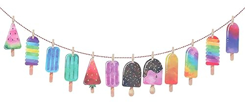 Toyvian Papier-eis Am Stiel-banner mit Karten pro Girlande Beidseitig Bedruckt zum Selbstmontage für Party-hängedekoration und Foto-requisite aus Papier