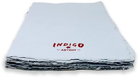 Artway Indigo Handgefertigter Buchblock, 100% Baumwolle, 200 g/m², mittlere Textur, A4, helles Indigo