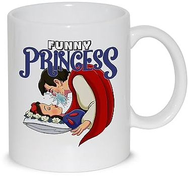 thedifferent Tazza Colazione Latte thè Mug Relax con grafica simpatica - Favola Funny Princess Simpatica Principessa no principe azzurro - idea regalo Amica Sorella Zia Mamma Figlia compleanno natale