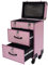 Kosmetikkoffer Trolley, Make Up Koffer Mit 2 Schubladen und 2 Schloss, Friseurkoffer Groß 36x23x58cm, Schminkkoffer mit Rollen 360° Drehbar, Große Kapazität (Rosa)