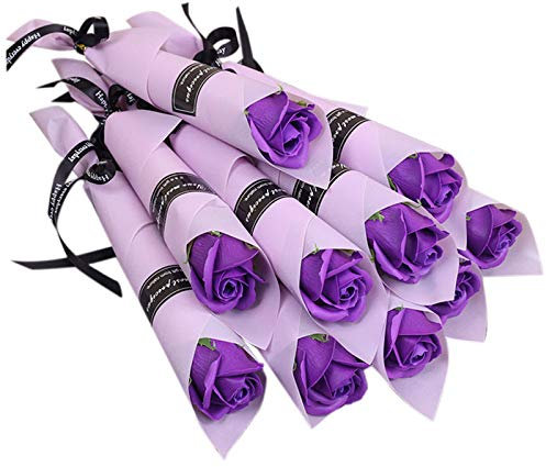 Knadgbft 30 rose di sapone, romantiche, bomboniere, fiori per festa della mamma, viola