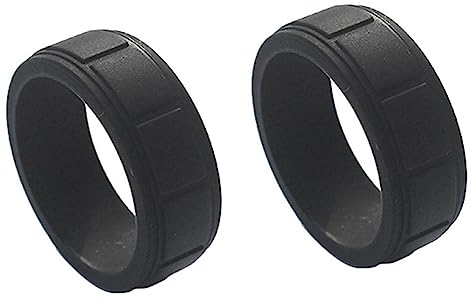 Nemeaii 2 Stück, Beliebt für Frauen, Coole Silikonringe, Rechteckiger Silikon-Ehering, Umweltfreundlicher Sportring, 8 Mm, 9