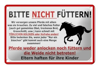 Ontrada Blechschild 12x18cm gewölbt (Pferd) Bitte nicht füttern Schild