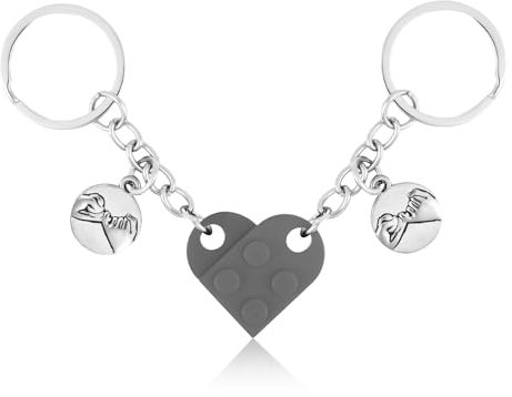 Assortis Porte-Clés Cour pour Couples, Porte-Clés Couple Personnalisé avec Pendentif Pinky Promise Cadeaux de Couple & Amitié pour Petit Ami Petite Amie Ami Couple (Gris)