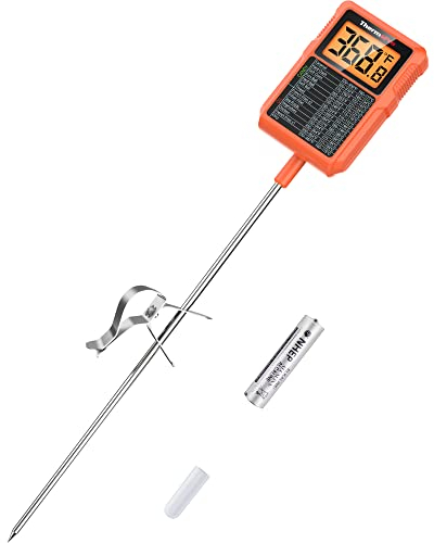 ThermoPro TP510 Waterproof Digital Candy Thermometer with Pot Clip, 20cm Long Probe Instant Read Food Cooking Meat Thermometer for Sugar Jam Grilling Smoker BBQ Deep Fry Oil