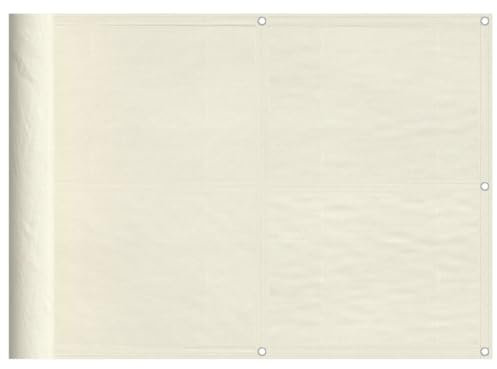 vidaXL Balkon Sichtschutz, Balkonbespannung mit Ösen Seil, Wasserfeste Balkonabdeckung, Balkonverkleidung für Balkon Terrasse, 75x1000cm Creme 100% Polyester-Oxford