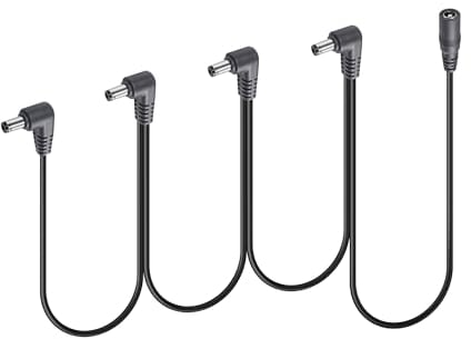 GINTOOYUN 1 bis 4 Wege Daisy Chain Kabel Gitarre Pedal Netzteil Splitter Kabel DC 5.5mm x 2.1mm Buchse zu 4 Stecker für 9V 3A DC Adapter Stecker, Gitarre Netzteil(1 bis 4)(1 bis 4)