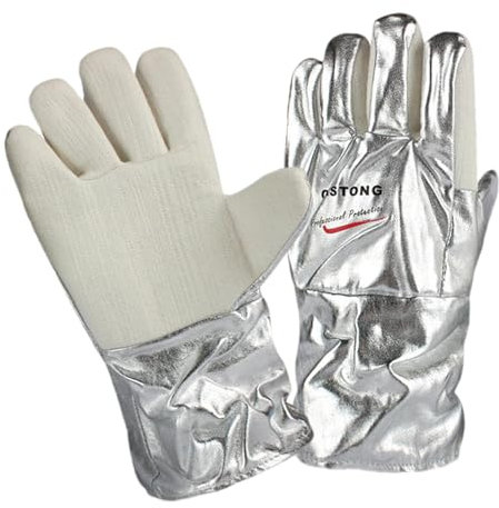 Guantes aislantes térmicos de papel de aluminio, guantes de horno, guantes de protección resistentes al calor, guantes de horno con forro , 300 guantes de cinco dedos resistentes a altas
