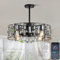 Ganeed Ventilatori da Soffitto Lampadario con Luci Lampada a Sospensione in Cristallo 50 cm Lampadario Moderno 6 Velocità del Vento con Telecomando per Soggiorno Nero 4 Luci