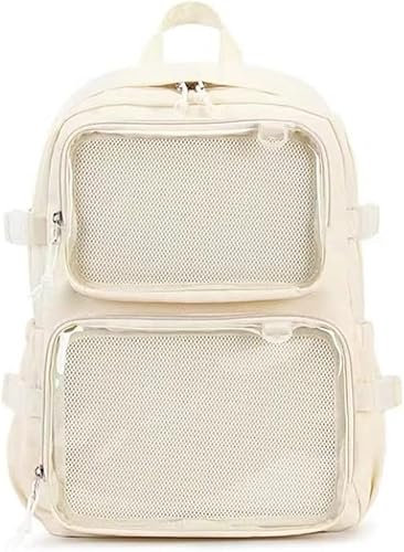 YeGang Ita Tasche mit transparenten Fenstern für Damen und Teenager, Kawaii JK Pin-Display, Rucksack, niedlich, ästhetisch, große Schultasche, lässiger Tagesrucksack, robuste Büchertasche, Anime