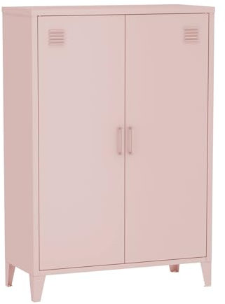 sweeek - Commode/Armoire en métal Rose. 2 espaces de Rangement. casiers