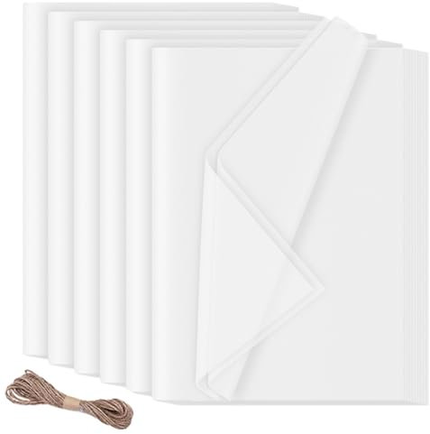 60 Blatt Seidenpapier Verpackungsmaterial, 50x70 cm Geschenkpapier Weiß, HXJDAM Seidenpapier Weiß, Tissue Paper für Geschenkverpackungen Füller, Kunsthandwerk, Geburtstag, Halloween