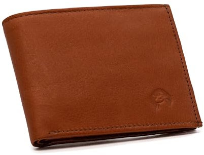 H&H Schmale Geldbörse Herren - Portemonnaie Geldbeutel | 100% Handmade Echt-Leder klein small Soft (Braun matt)