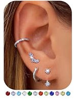FIOROYAL Ohrringe Silber 925 Damen- 14K Vergoldet Ohrringe Gold Set Stapelbar für Mehrere Ohrlöcher,Hypoallergene Kleine Ohrstecker Creolen Ear Cuff Set für Helix Tragus Piercing Ohr VI