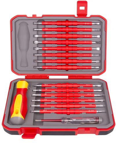 29pcs 1000V Insulated Electrician Screwdriver Set CR-V Magnetic Screwdriver Professional Electrician Tools Phillips Hex Hex with Voltage Tester