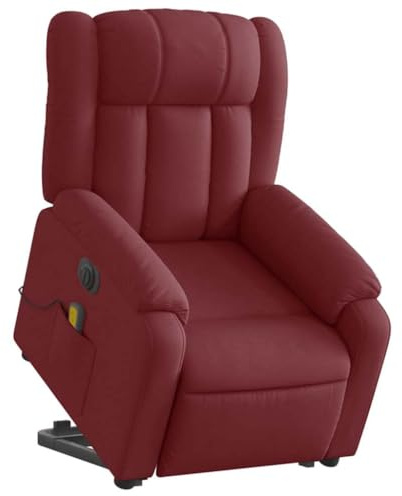 vidaXL Elektrischer Massagesessel mit Aufstehhilfe Weinrot Stoff