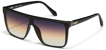 QUAY Nightfall Medium Unisex Shield Sonnenbrille, Schwarz/Dusk Poppy, Nightfall Medium