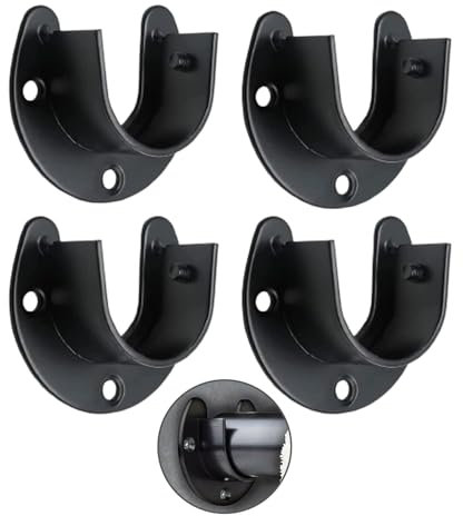 Eruceky 4Pcs Soporte de Barra de Armario de Acero Inoxidable, Resistente Closet Extremo de Barra Soportes, Brida Barra Soporte, para Barras de Ropa, Barras de Cortina, Armario de Tubo