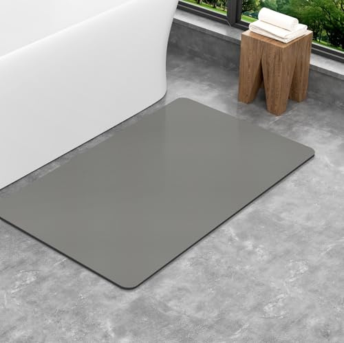 SARTNP Badematte Rutschfester Absorbierender Badezimmerteppich, Schnelltrocknende Badematte, Badvorleger rutschfest Waschbar (Hellgrau(Rechteckig), 40 x 60 cm (Rechteckig))
